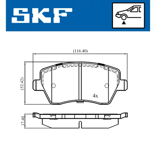 Sada brzdových platničiek kotúčovej brzdy SKF VKBP 80746 - obr. 1