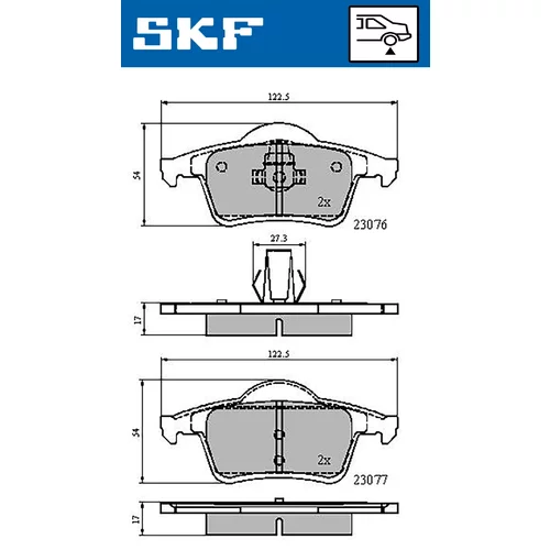 Sada brzdových platničiek kotúčovej brzdy SKF VKBP 90261 - obr. 1