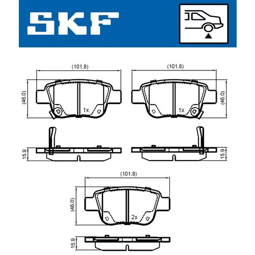 Sada brzdových platničiek kotúčovej brzdy SKF VKBP 90384 A - obr. 1