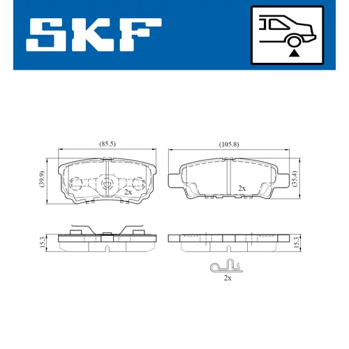 Sada brzdových platničiek kotúčovej brzdy SKF VKBP 90416 A - obr. 1