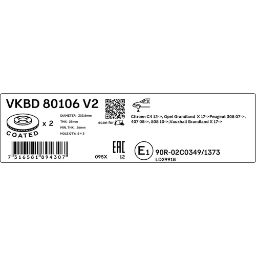 Brzdový kotúč SKF VKBD 80106 V2 - obr. 2