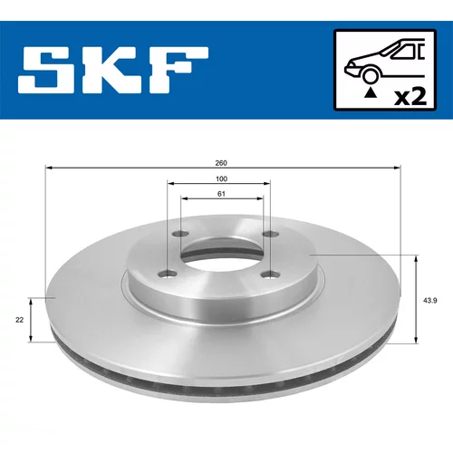 Brzdový kotúč SKF VKBD 80166 V2 - obr. 1