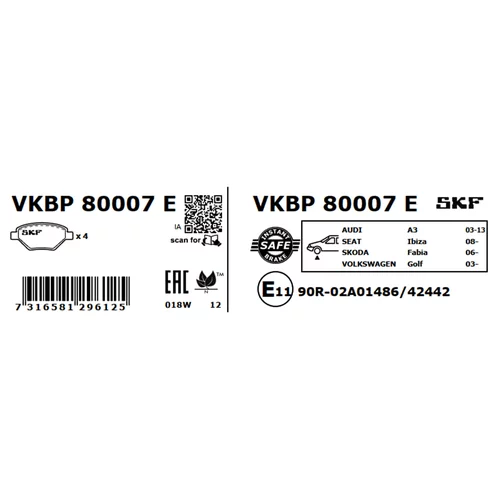 Sada brzdových platničiek kotúčovej brzdy SKF VKBP 80007 E - obr. 5