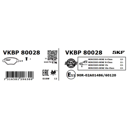 Sada brzdových platničiek kotúčovej brzdy SKF VKBP 80028 - obr. 6