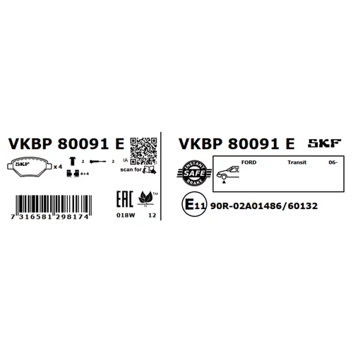 Sada brzdových platničiek kotúčovej brzdy SKF VKBP 80091 E - obr. 2