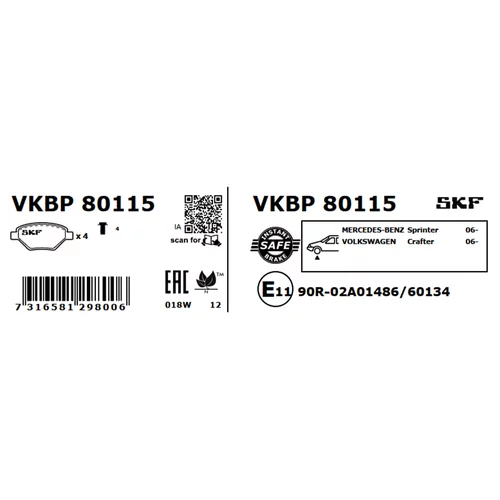 Sada brzdových platničiek kotúčovej brzdy SKF VKBP 80115 - obr. 5