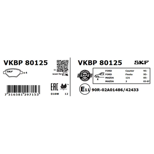 Sada brzdových platničiek kotúčovej brzdy SKF VKBP 80125 - obr. 2