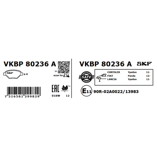 Sada brzdových platničiek kotúčovej brzdy SKF VKBP 80236 A - obr. 2