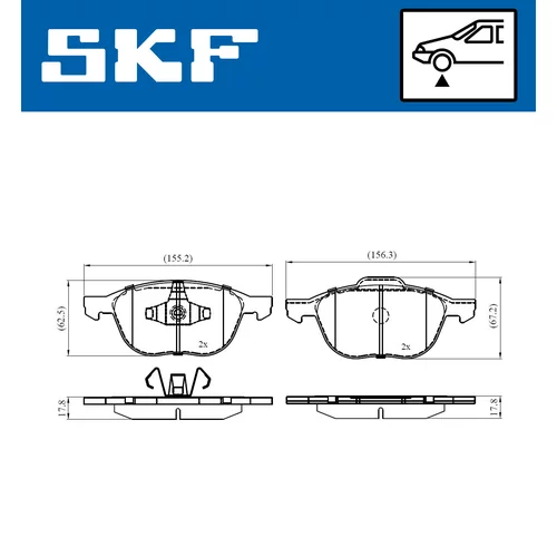 Sada brzdových platničiek kotúčovej brzdy SKF VKBP 80329 - obr. 1