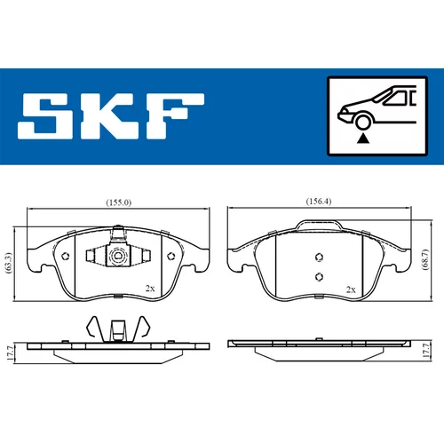 Sada brzdových platničiek kotúčovej brzdy SKF VKBP 80336 - obr. 1