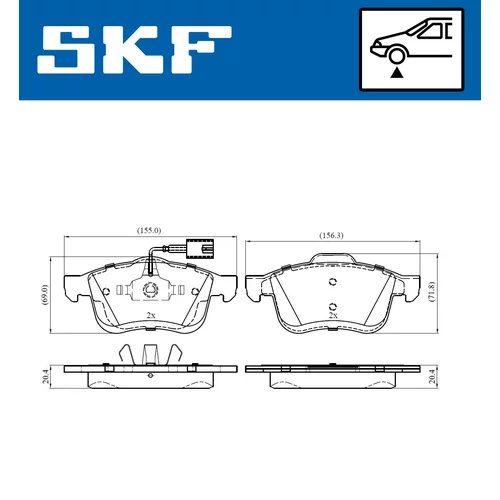 Sada brzdových platničiek kotúčovej brzdy SKF VKBP 80432 E - obr. 1