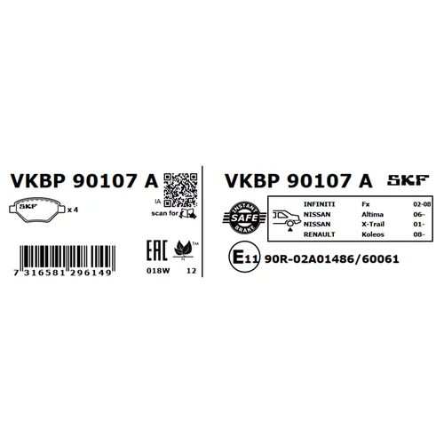 Sada brzdových platničiek kotúčovej brzdy SKF VKBP 90107 A - obr. 7