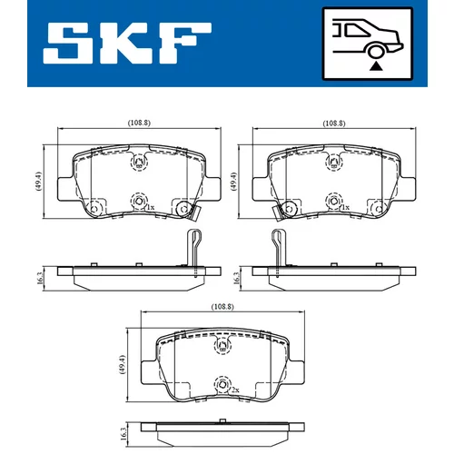 Sada brzdových platničiek kotúčovej brzdy SKF VKBP 90458 A - obr. 1