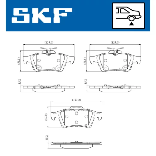 Sada brzdových platničiek kotúčovej brzdy SKF VKBP 90851 A - obr. 1