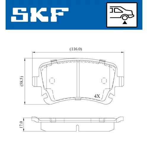 Sada brzdových platničiek kotúčovej brzdy SKF VKBP 90950 - obr. 1