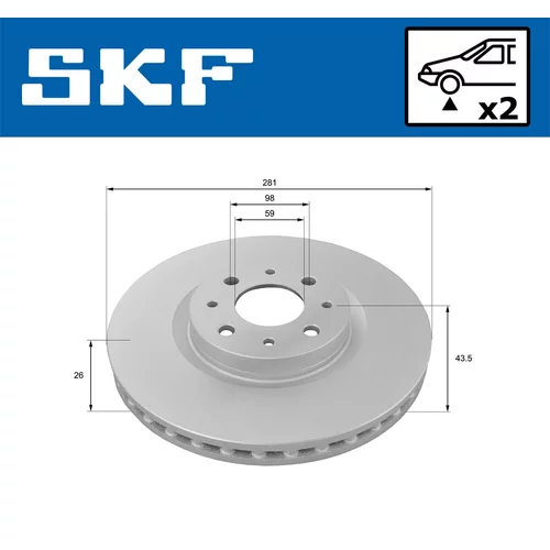 Brzdový kotúč SKF VKBD 80225 V2 - obr. 1