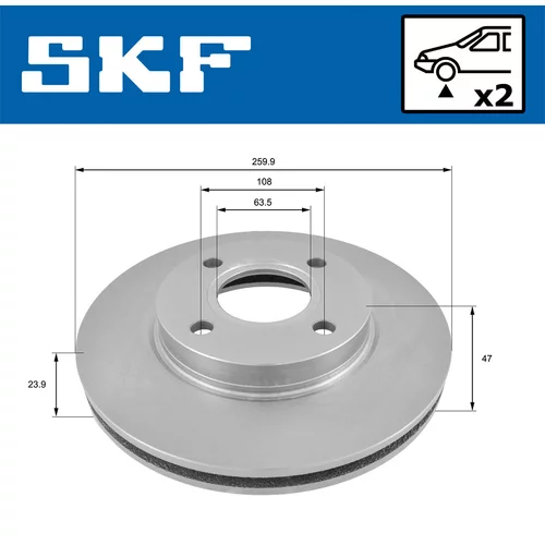 Brzdový kotúč SKF VKBD 80365 V2 - obr. 1