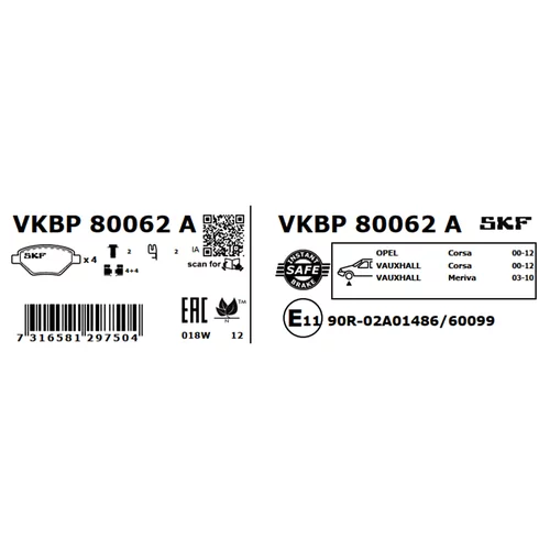 Sada brzdových platničiek kotúčovej brzdy SKF VKBP 80062 A - obr. 2