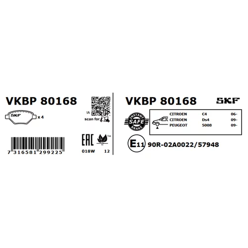 Sada brzdových platničiek kotúčovej brzdy SKF VKBP 80168 - obr. 6