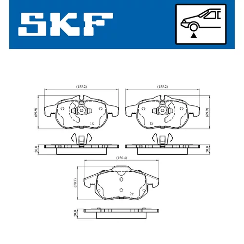 Sada brzdových platničiek kotúčovej brzdy SKF VKBP 80345 - obr. 1