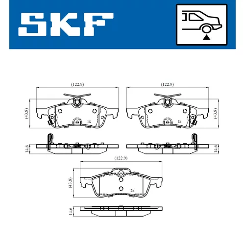 Sada brzdových platničiek kotúčovej brzdy SKF VKBP 90368 A - obr. 1