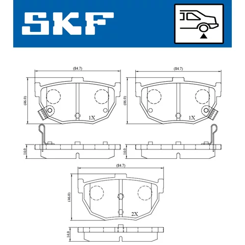 Sada brzdových platničiek kotúčovej brzdy SKF VKBP 90483 A - obr. 1