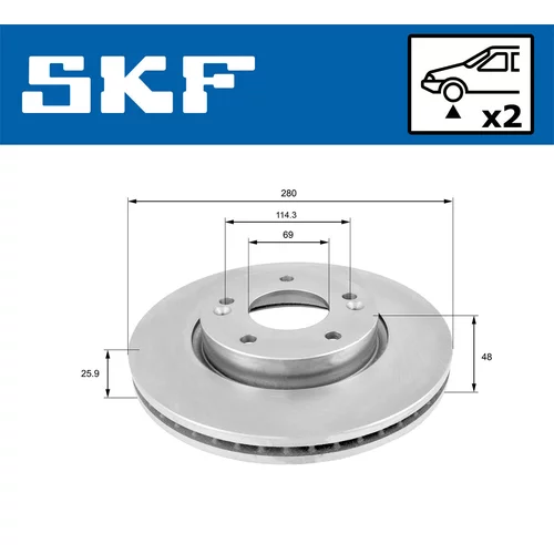 Brzdový kotúč SKF VKBD 80029 V2 - obr. 1