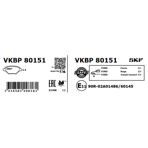 Sada brzdových platničiek kotúčovej brzdy SKF VKBP 80151 - obr. 6