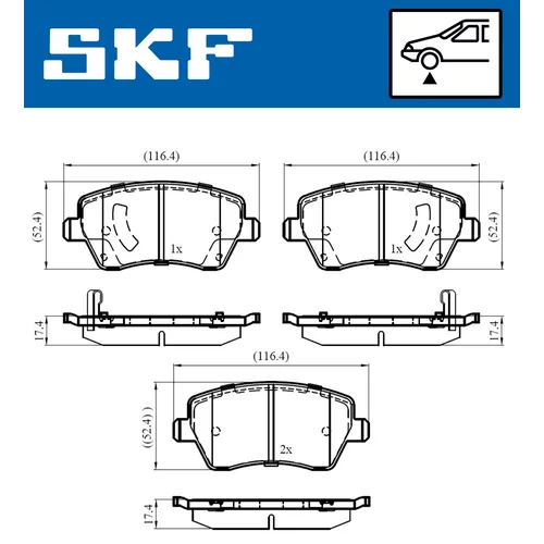 Sada brzdových platničiek kotúčovej brzdy SKF VKBP 80182 A - obr. 1