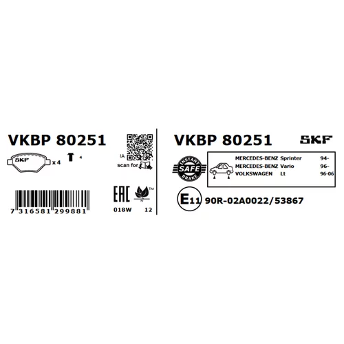 Sada brzdových platničiek kotúčovej brzdy SKF VKBP 80251 - obr. 2