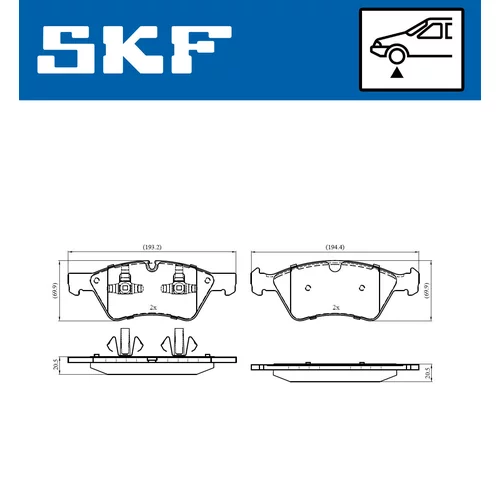 Sada brzdových platničiek kotúčovej brzdy SKF VKBP 80402 - obr. 1