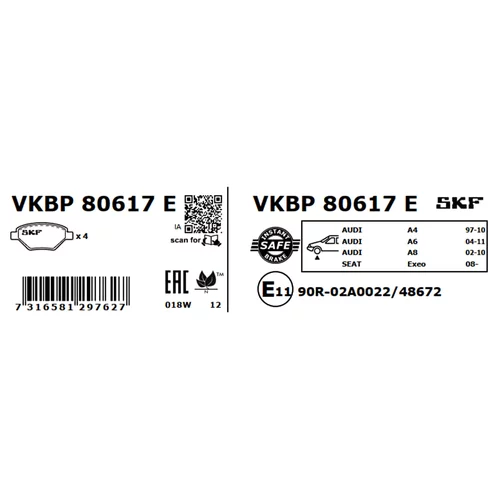 Sada brzdových platničiek kotúčovej brzdy SKF VKBP 80617 E - obr. 6