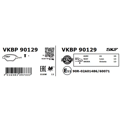 Sada brzdových platničiek kotúčovej brzdy SKF VKBP 90129 - obr. 2