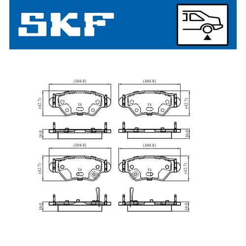 Sada brzdových platničiek kotúčovej brzdy SKF VKBP 90806 A - obr. 1