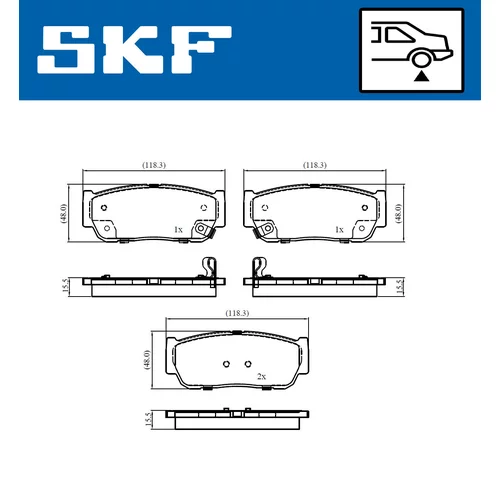 Sada brzdových platničiek kotúčovej brzdy SKF VKBP 91082 A - obr. 1