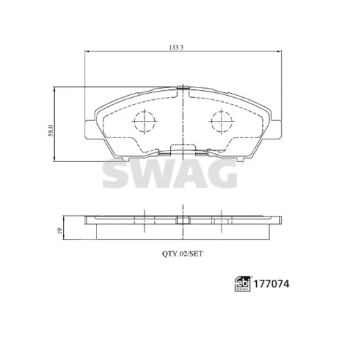 Sada brzdových platničiek kotúčovej brzdy SWAG 33 10 7496