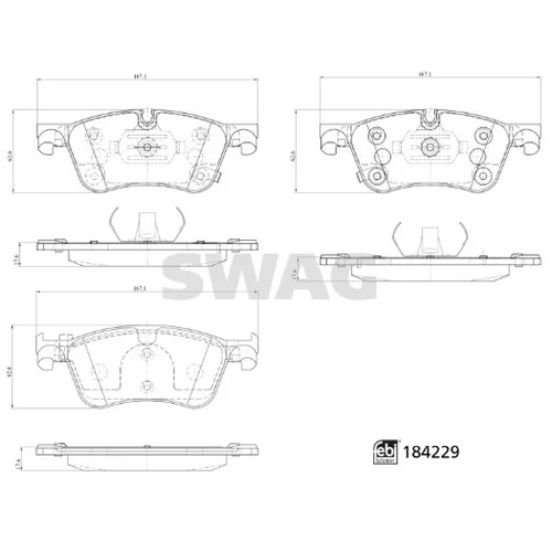 Sada brzdových platničiek kotúčovej brzdy SWAG 33 10 9319 - obr. 1