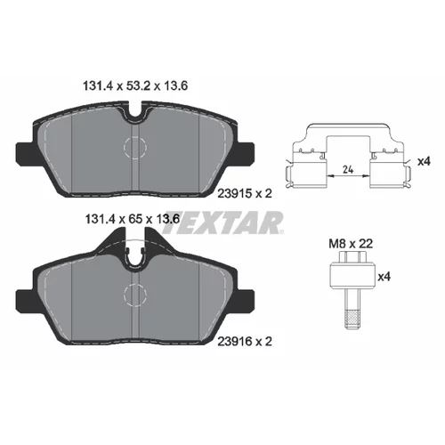 Sada brzdových platničiek kotúčovej brzdy TEXTAR 2391508