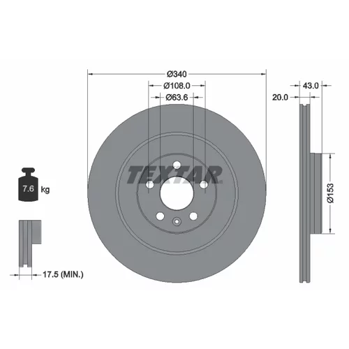 Brzdový kotúč 92304503 /TEXTAR/