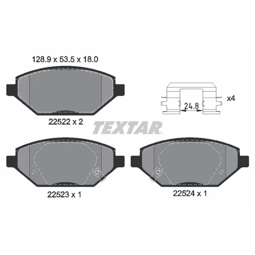 Sada brzdových platničiek kotúčovej brzdy TEXTAR 2252201