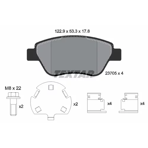 Sada brzdových platničiek kotúčovej brzdy 2370507 /TEXTAR/