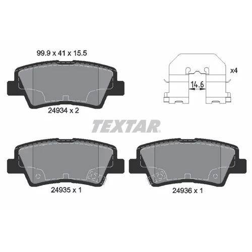 Sada brzdových platničiek kotúčovej brzdy TEXTAR 2493401