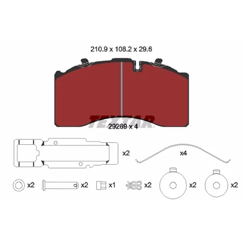 Sada brzdových platničiek kotúčovej brzdy TEXTAR 2926901 - obr. 1