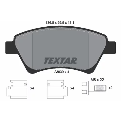 Sada brzdových platničiek kotúčovej brzdy TEXTAR 2393001