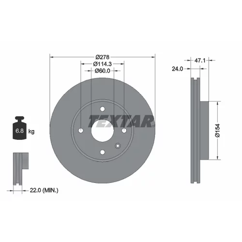 Brzdový kotúč 92227303 /TEXTAR/