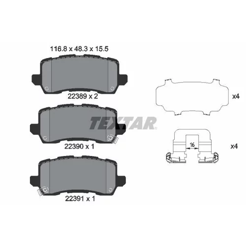 Sada brzdových platničiek kotúčovej brzdy TEXTAR 2238901