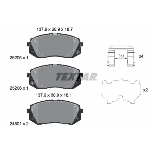 Sada brzdových platničiek kotúčovej brzdy TEXTAR 2520504
