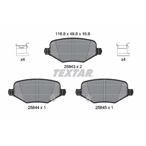 Sada brzdových platničiek kotúčovej brzdy TEXTAR 2584301