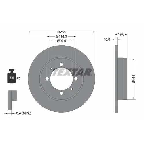 Brzdový kotúč TEXTAR 92062900