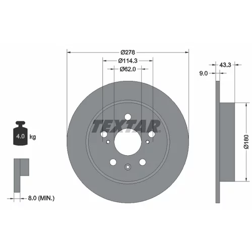 Brzdový kotúč TEXTAR 92225303
